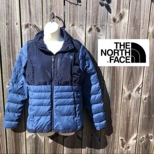 The North Face Small Blue Down Jacket Coat Top Denali Puffer Long Sleeve Cosmic